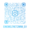 Ein QR-Code, um auf die Instagramseite zu gelangen. Darunter der Nutzername "eineweltnetznrw_ev"